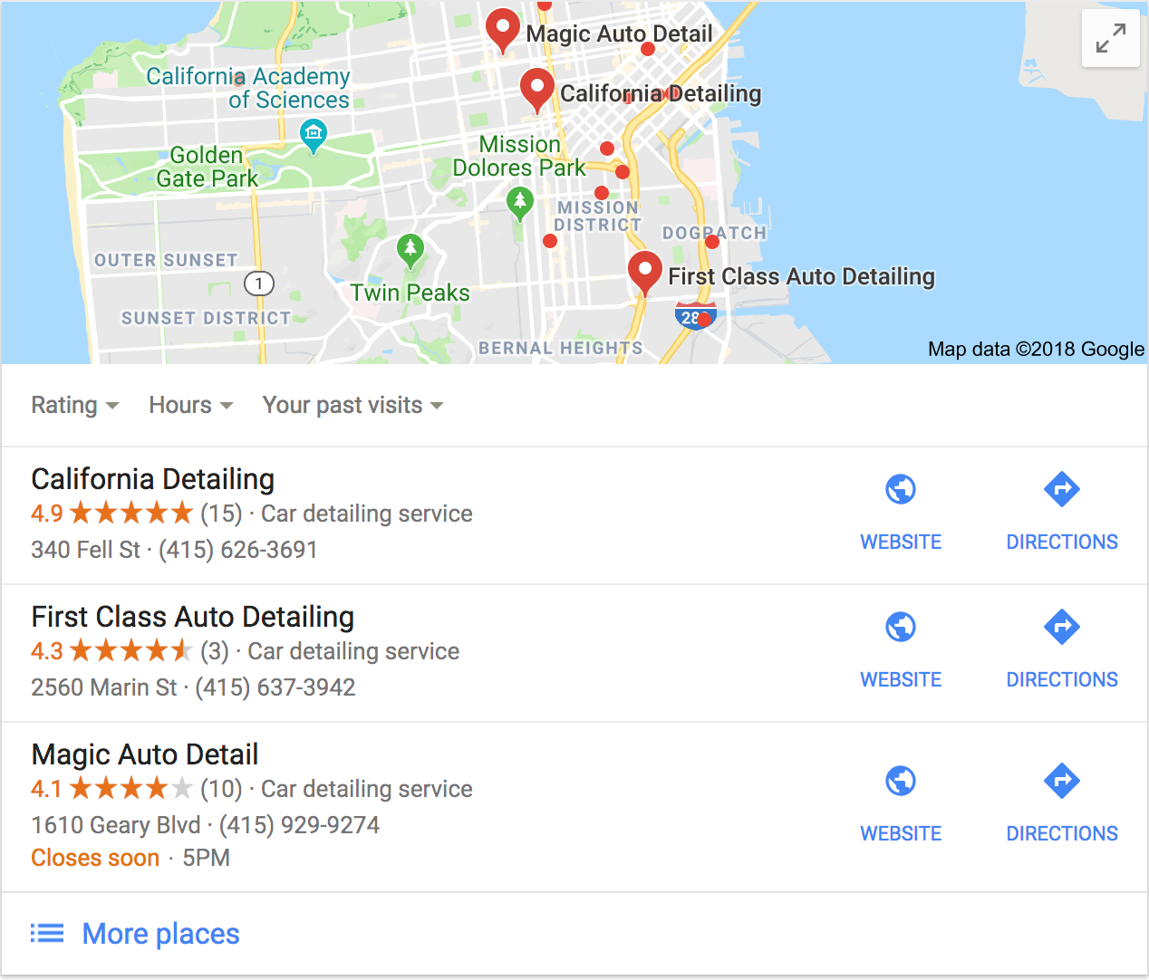 Auto Detailing Google Places Desktop