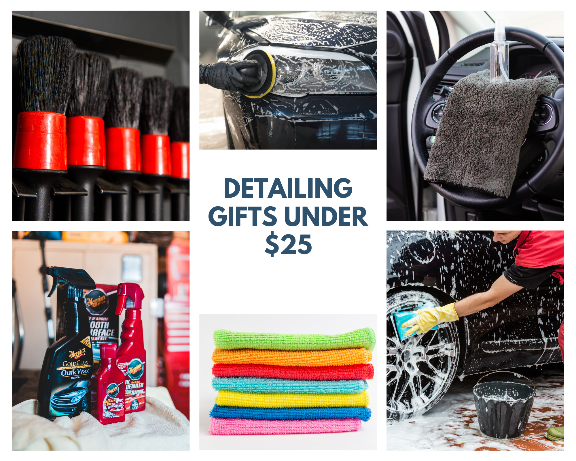 Collage of Car detailing products for under $25